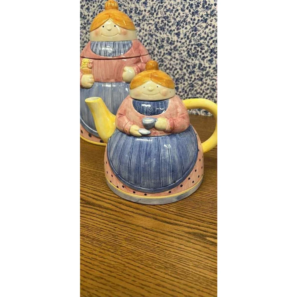Down Home Collection Farmer Wife Roshco 1995 Vintage SET X4 Pot Creamer Sugar
